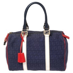 Fendi Multicolor Zucchino Canvas and Patent Leather Forever Bauletto Boston Bag