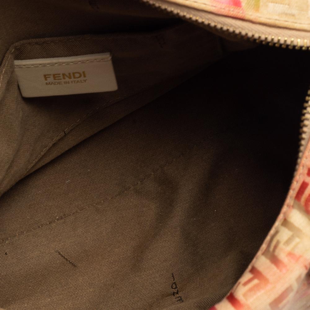 Women's Fendi Multicolor Zucchino Coated Canvas And Patent Leather Bauletto Boston Bag