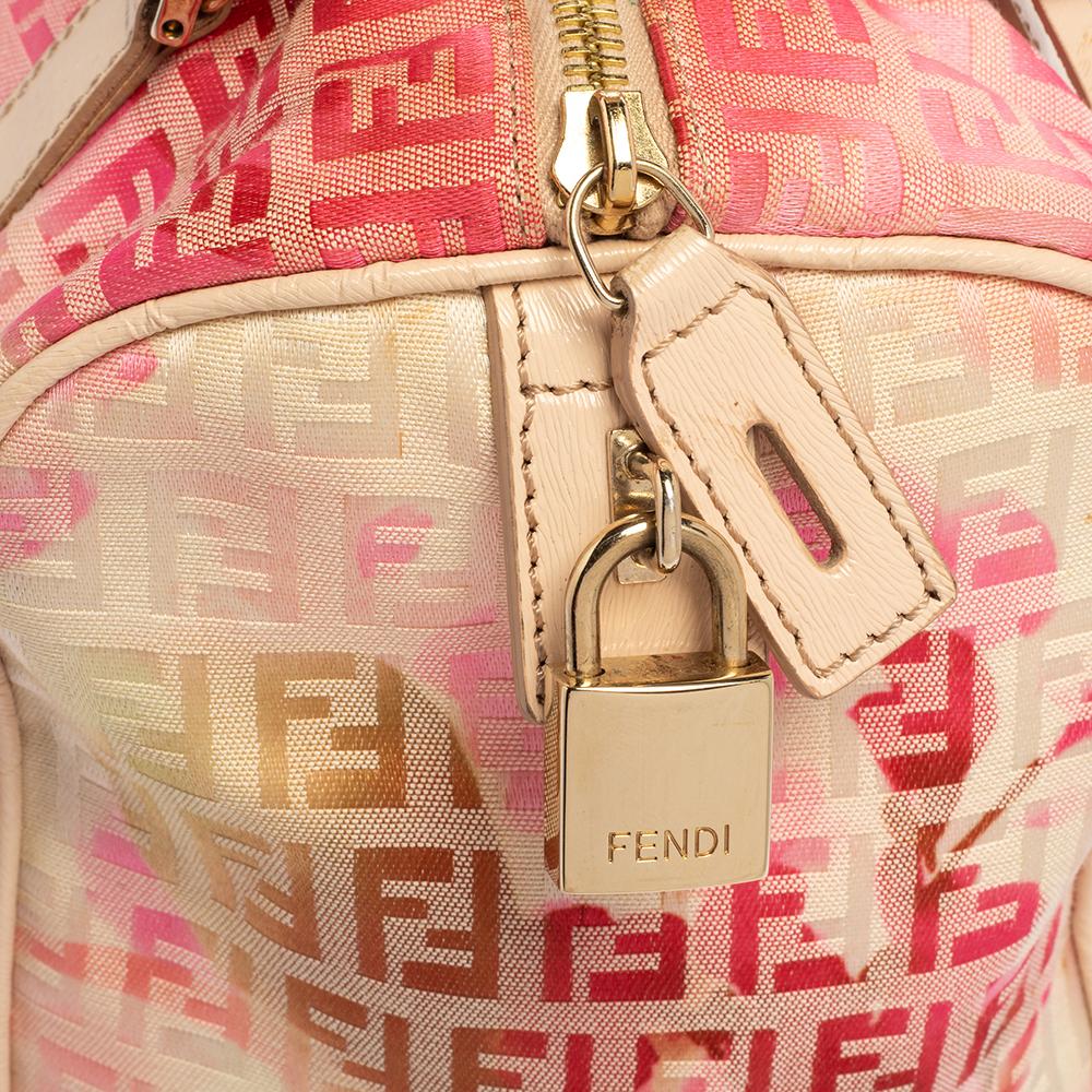 Fendi Multicolor Zucchino Coated Canvas And Patent Leather Bauletto Boston Bag 1