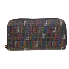 Fendi - Portefeuille en toile enduite Zucchino multicolore avec fermeture éclair