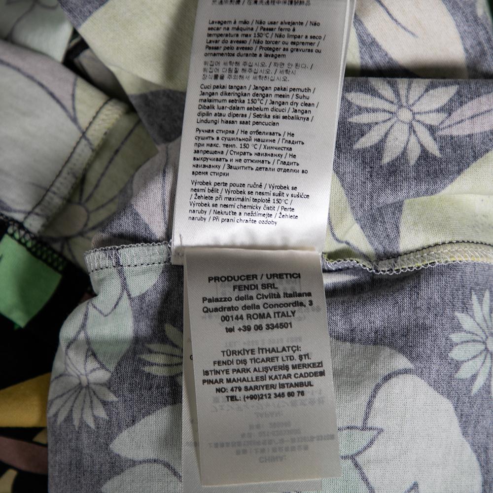 Fendi Mehrfarbiges T-Shirt aus bedruckter Baumwolle mit Blumendruck FF-Motiv, M im Angebot 3