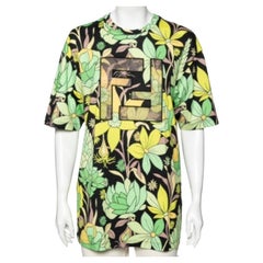 Fendi Multicolored Floral Printed Cotton FF Motif Detailed T-Shirt M