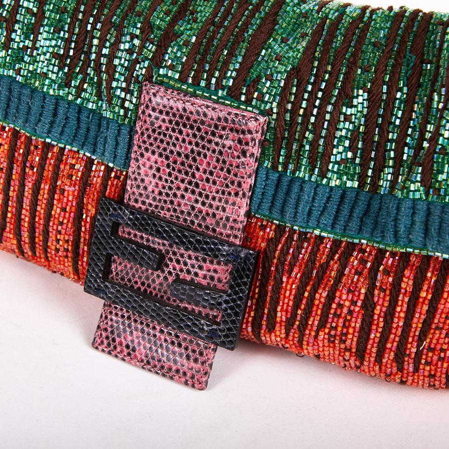 FENDI Multicolored Sequins and Lizard Baguette Bag 2