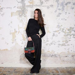 FENDI Multicolored Sequins and Lizard Baguette Bag