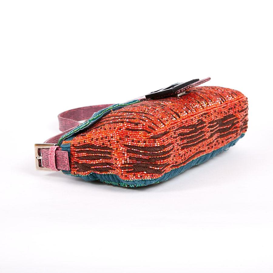 FENDI Multicolored Sequins and Lizard Baguette Bag In Good Condition In Paris, FR