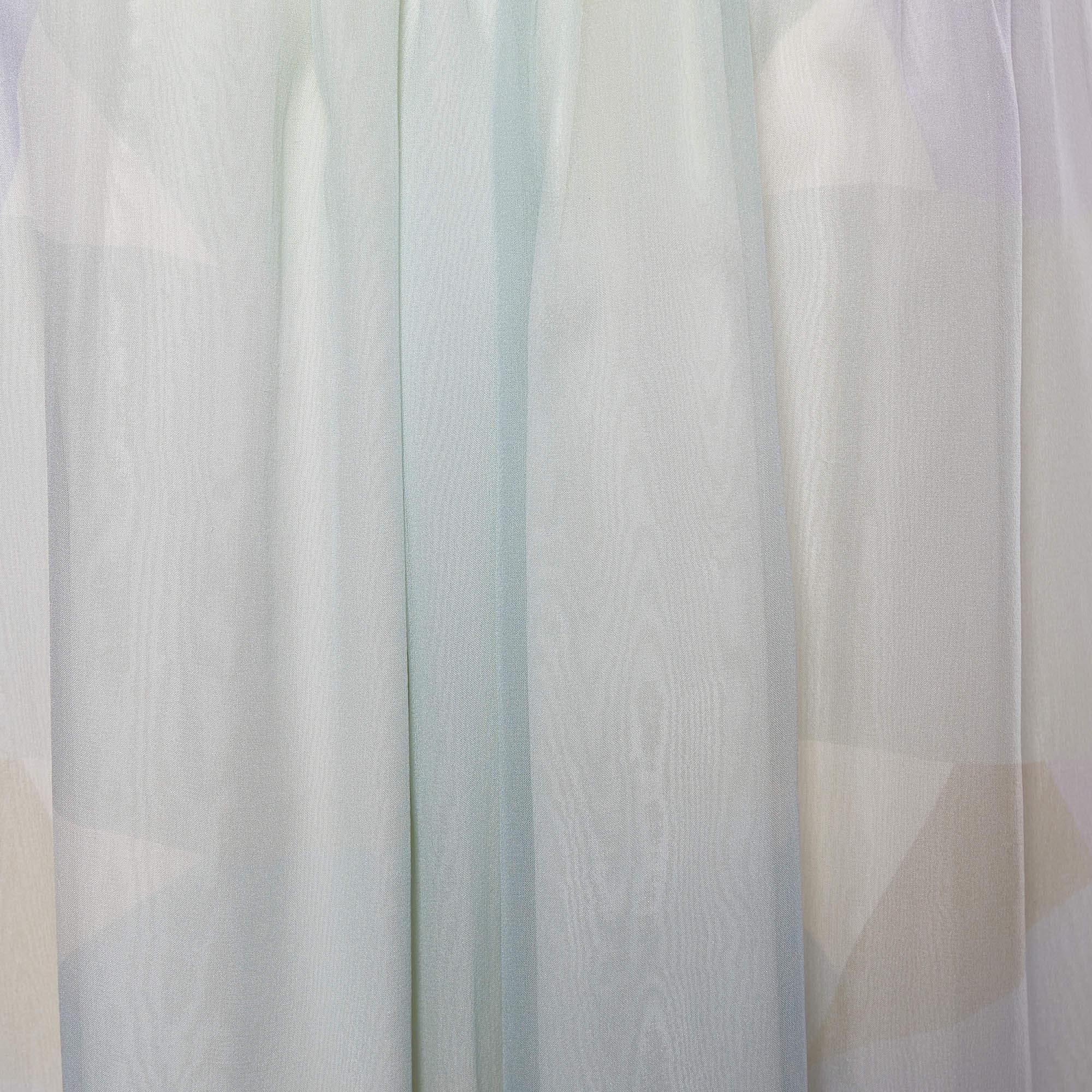 Gray Fendi Multicolour Pastel Silk Chiffon Shift Dress L