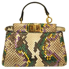 Fendi - Mini sac à bandoulière en cuir python multicolore peekaboo avec poignée