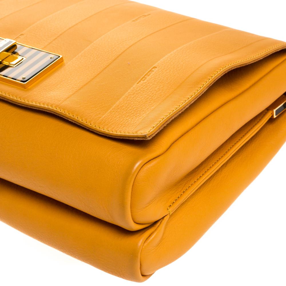 Fendi Murstard Leather Large Claudia Shoulder Bag 4