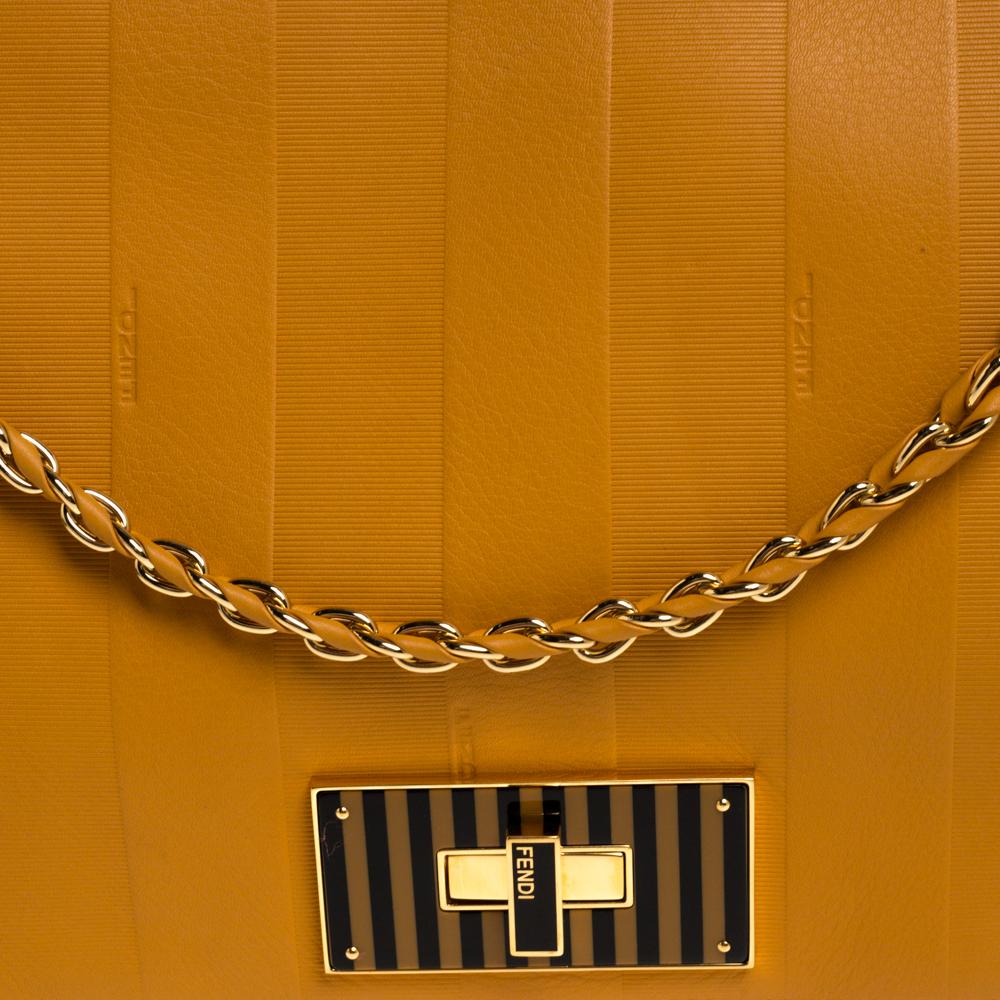 Fendi Murstard Leather Large Claudia Shoulder Bag 5