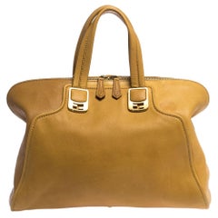 Fendi Mustard/Brown Leather Chameleon Satchel