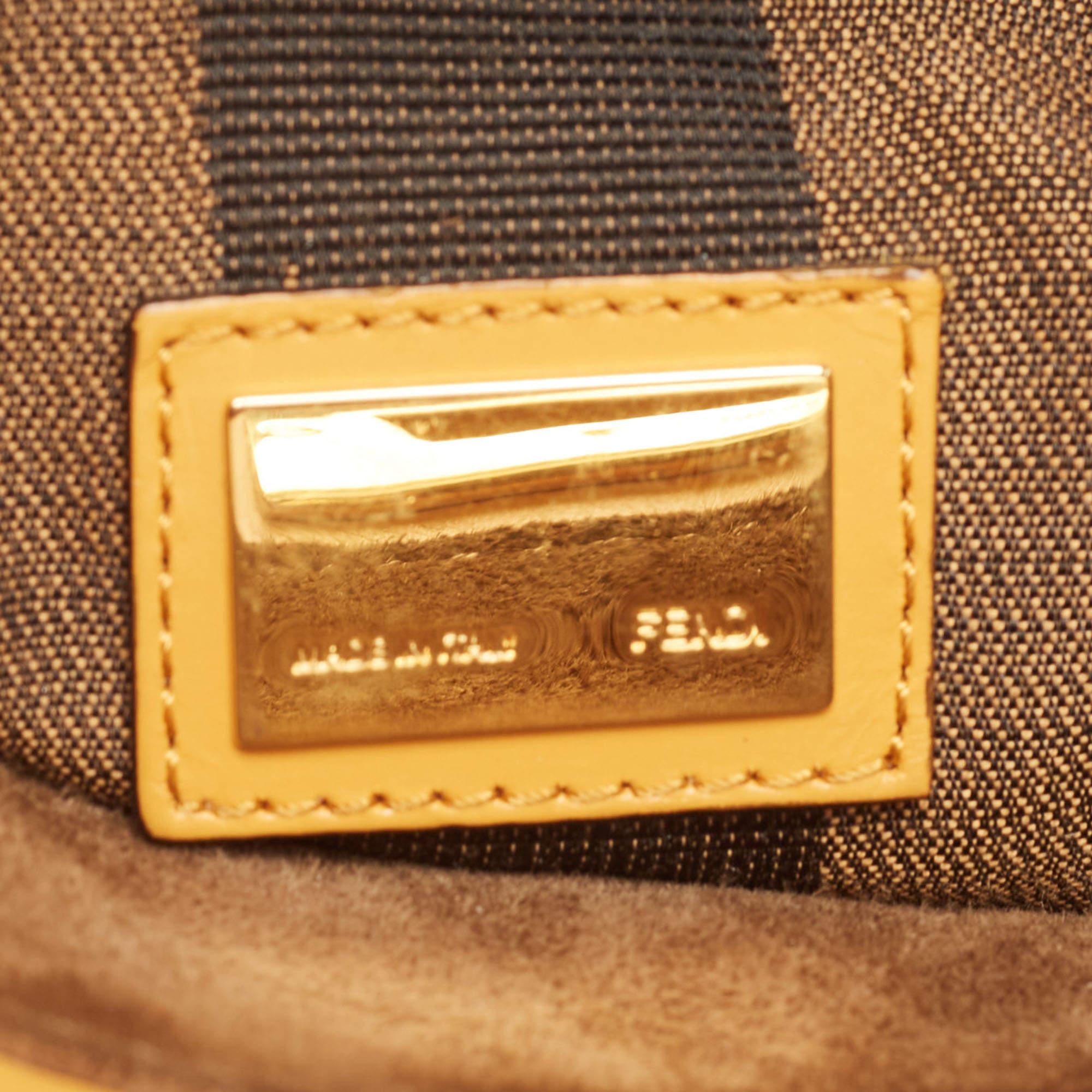 Fendi Mustard Leather Medium Peekaboo Top Handle Bag 8