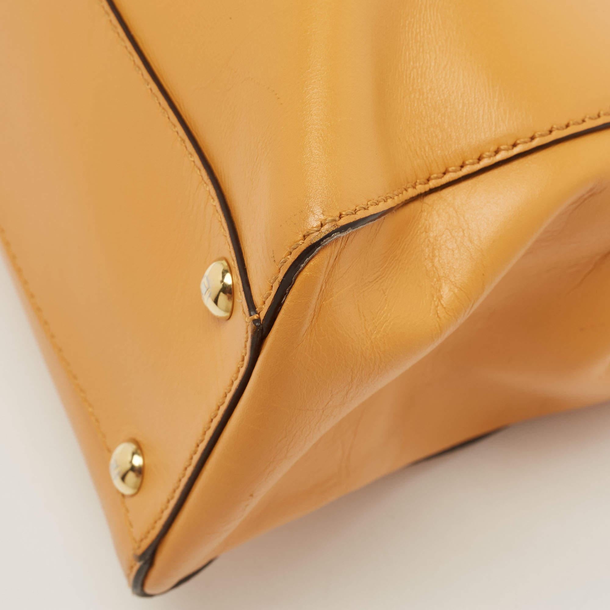Fendi Mustard Leather Medium Peekaboo Top Handle Bag 11