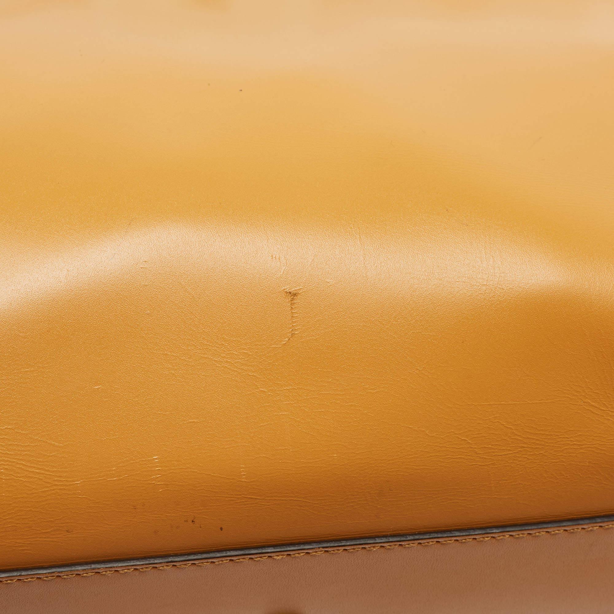 Women's Fendi Mustard Leather Medium Peekaboo Top Handle Bag