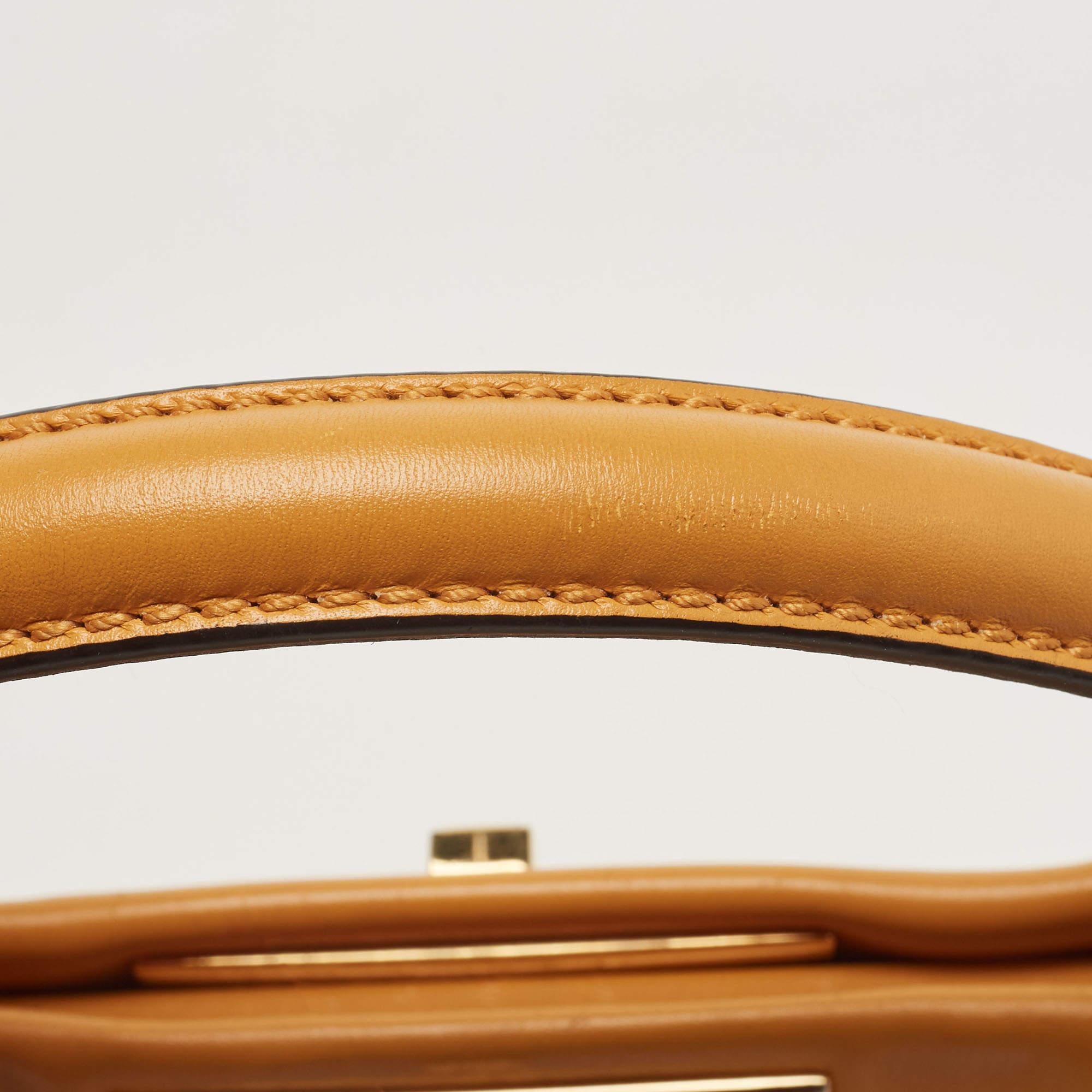 Fendi Mustard Leather Medium Peekaboo Top Handle Bag 1