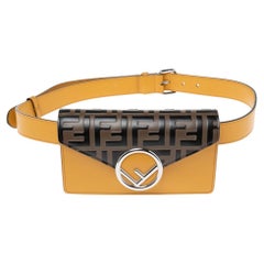 Fendi Mustard/Tobacco Zucca Leather Kan I F Belt Bag