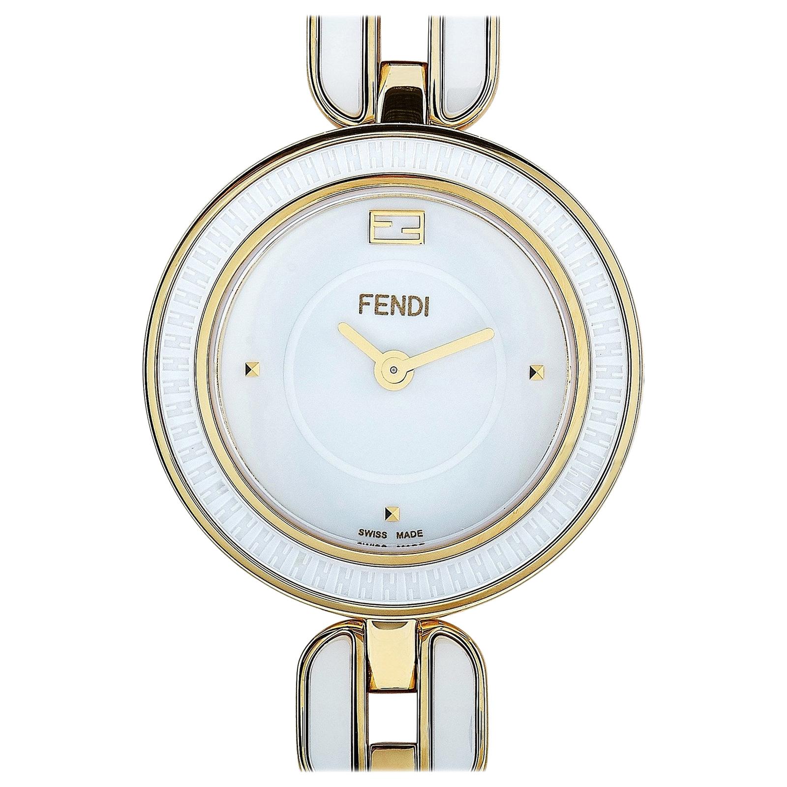 Fendi My Way Gold-Tone White Ceramic Quartz Watch F359424004