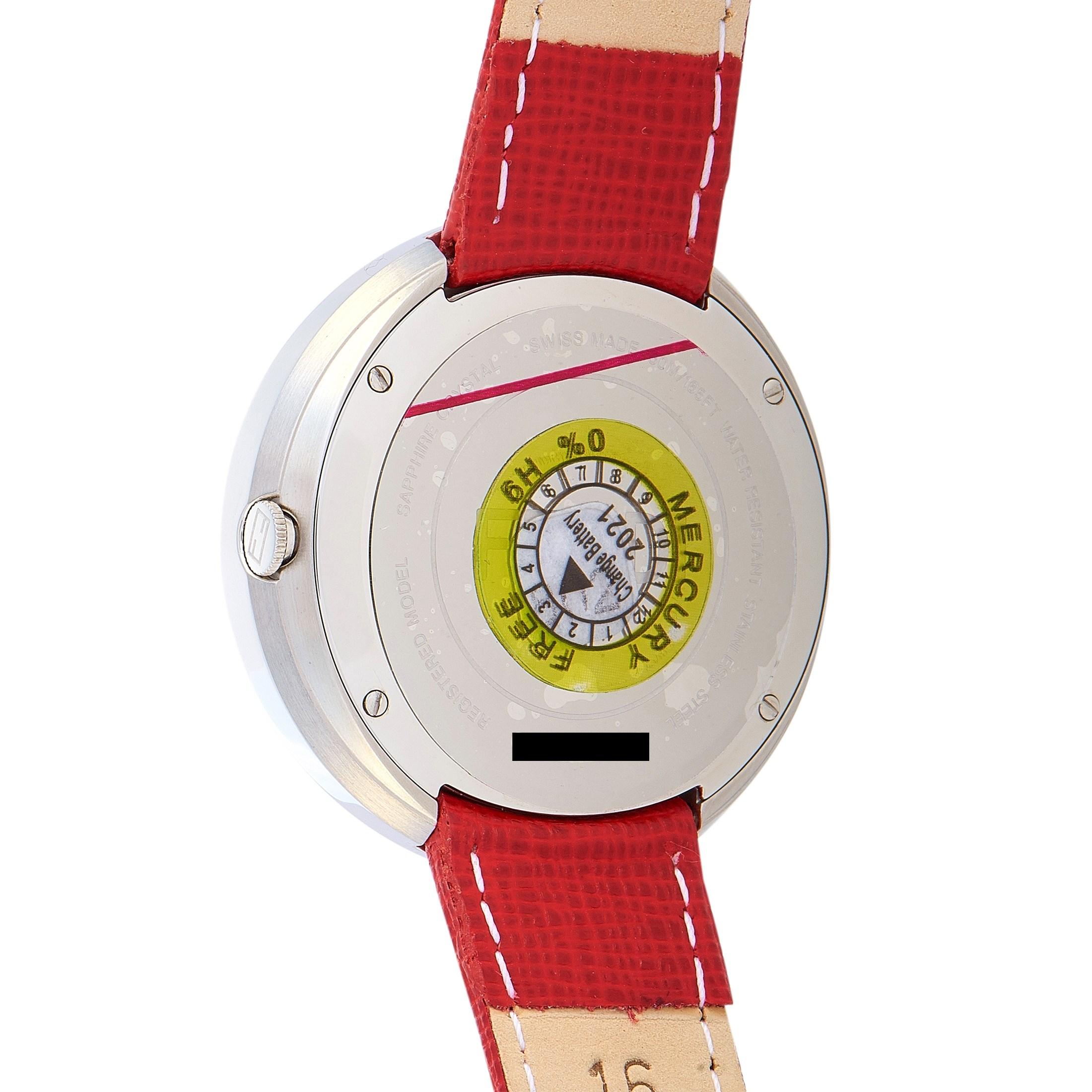 Fendi My Way Stainless Steel Red Leather Quartz Watch F354034073 In New Condition In Southampton, PA