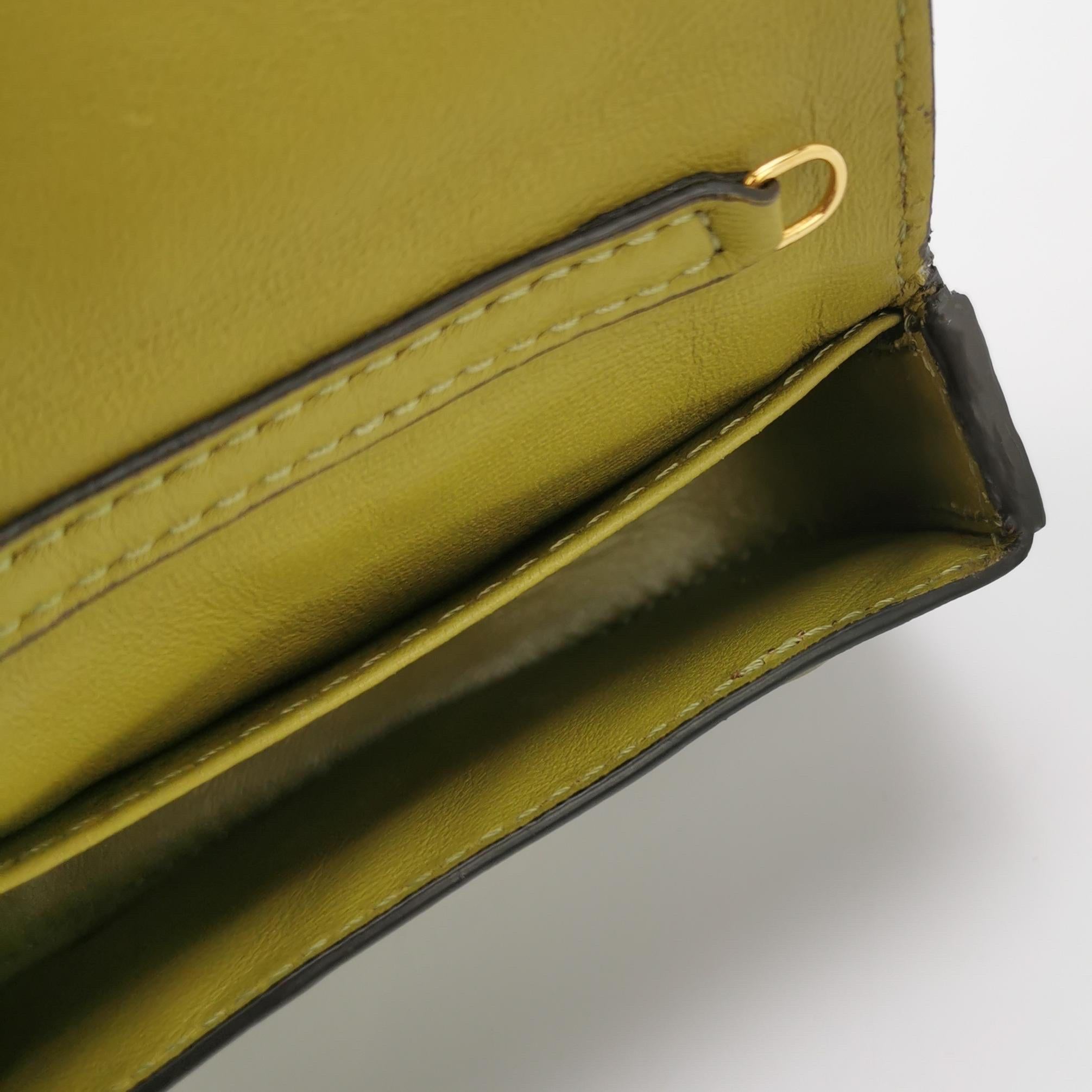 Fendi Nano Baguette Charm Khaki Green Lambskin Leather Gold Hardware For Sale 5