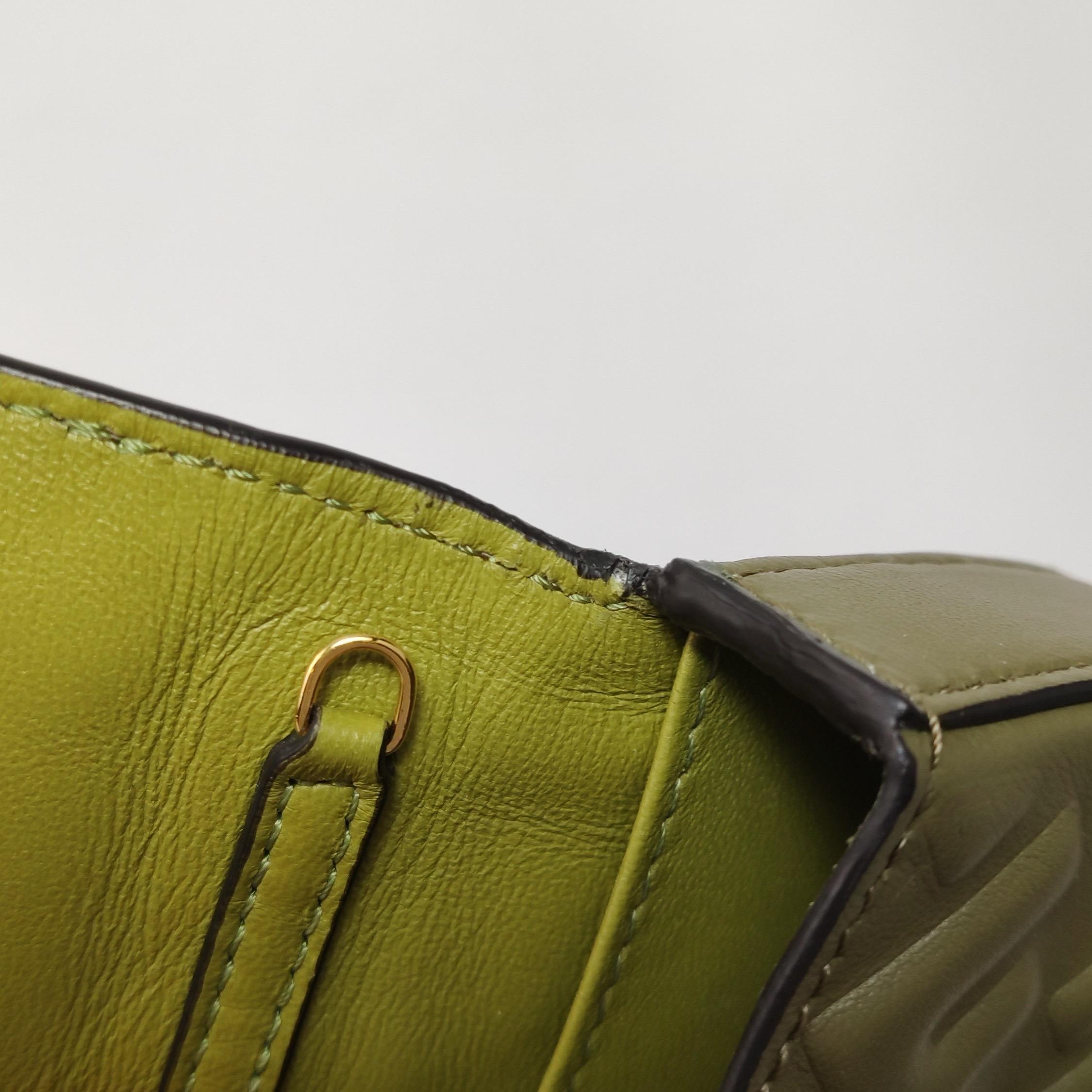 Fendi Nano Baguette Charm Khaki Green Lambskin Leather Gold Hardware For Sale 7