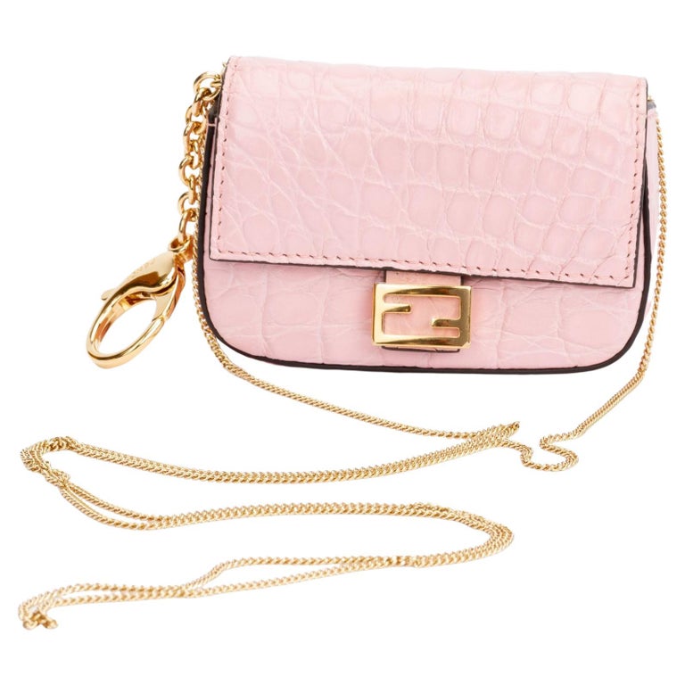 Fendi Sequin Nano Baguette Charm Light Purple in Polyester with Gold-tone -  US