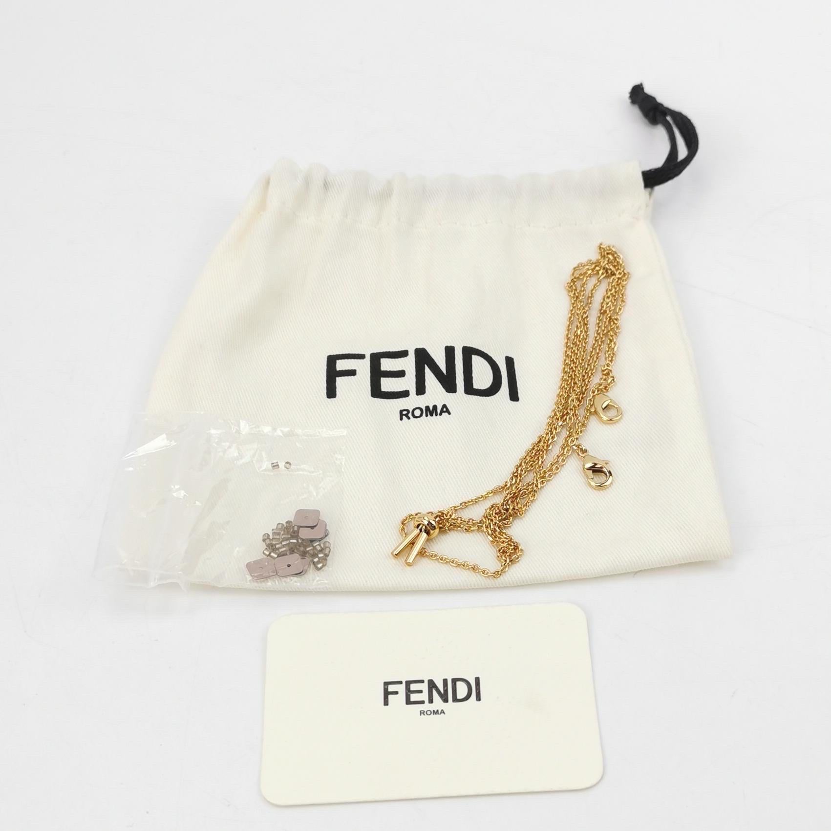 Fendi Nano Baguette Charm Pink Sequins with Chain For Sale 5