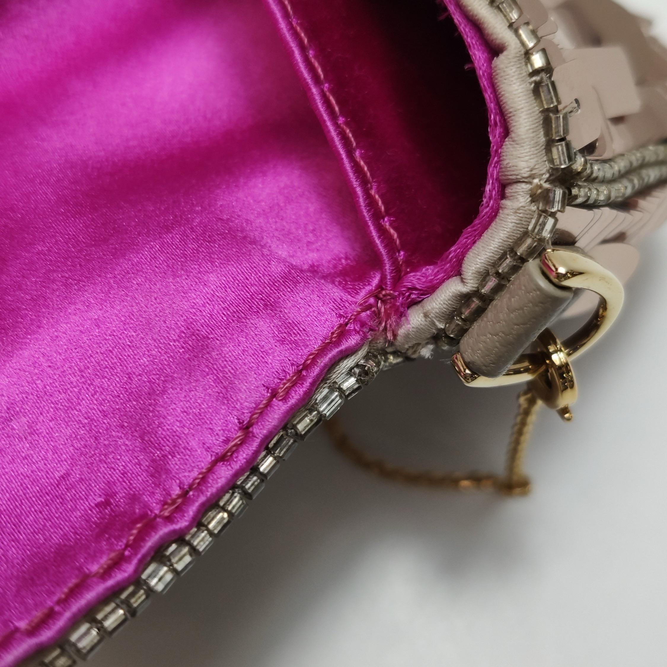 Fendi Nano Baguette Charm Pink Sequins with Chain For Sale 7