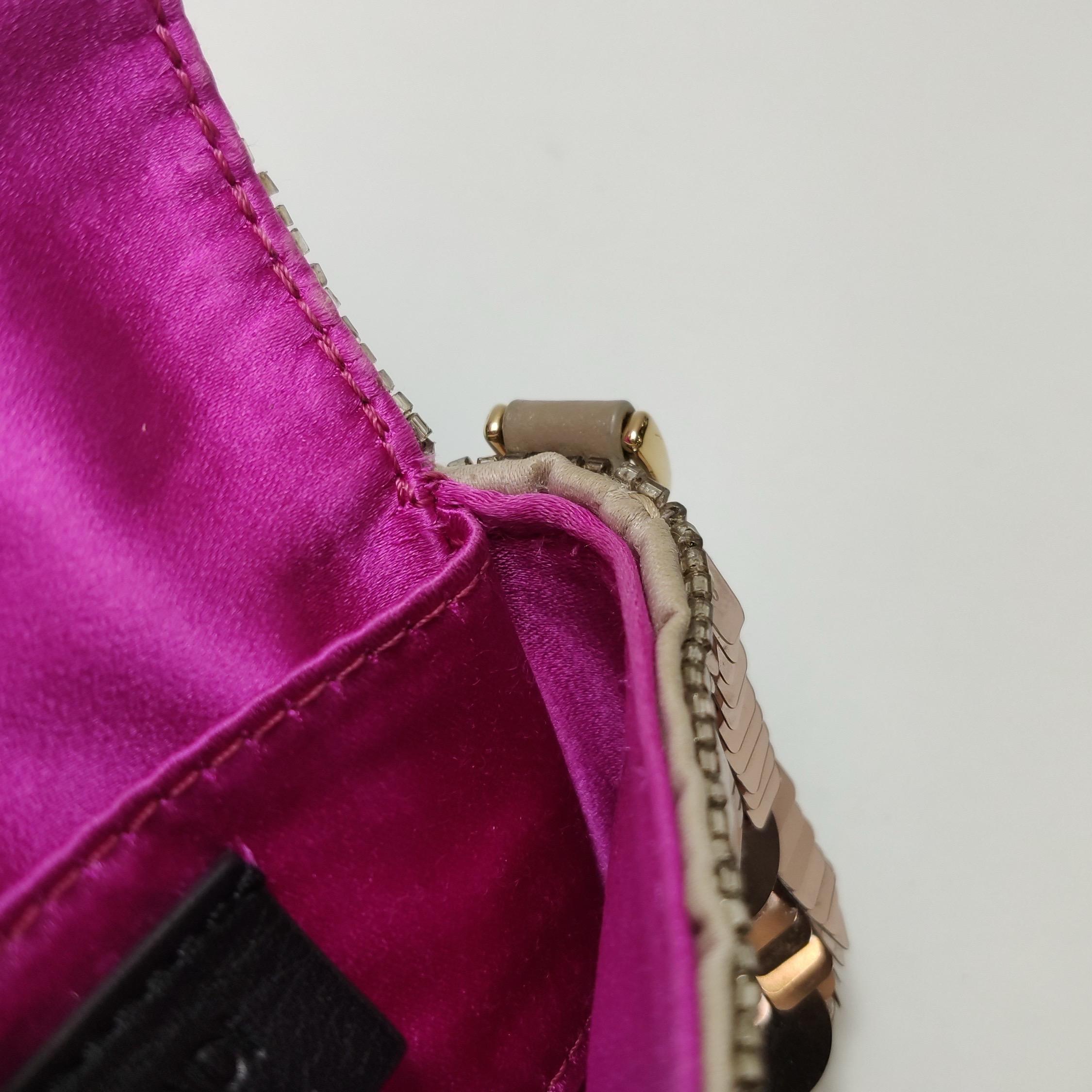 Fendi Nano Baguette Charm Pink Sequins with Chain For Sale 4