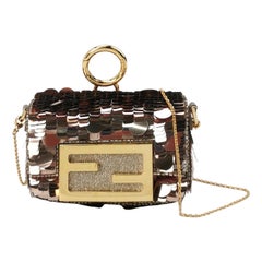 Fendi Nano Baguette Charm Pink Sequins with Chain