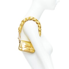FENDI Nano Baguette Maxi Handle metallic gold FF buckle mini bag