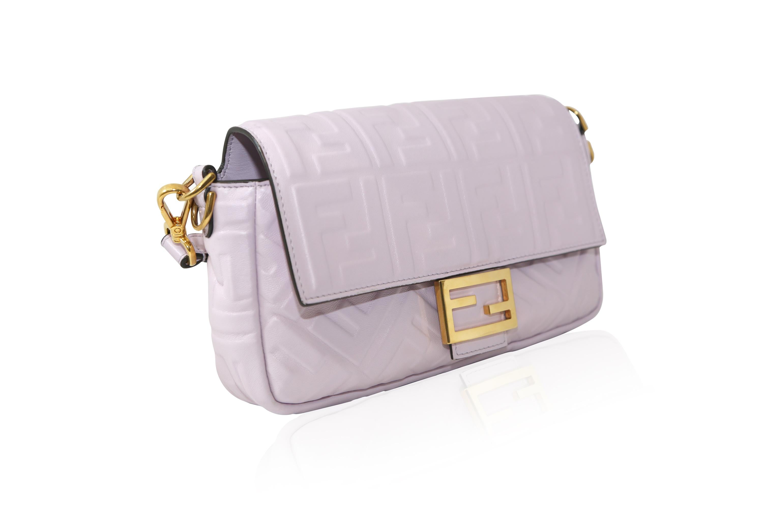 Fendi Nappa Embossed Baguette In Excellent Condition In London, GB