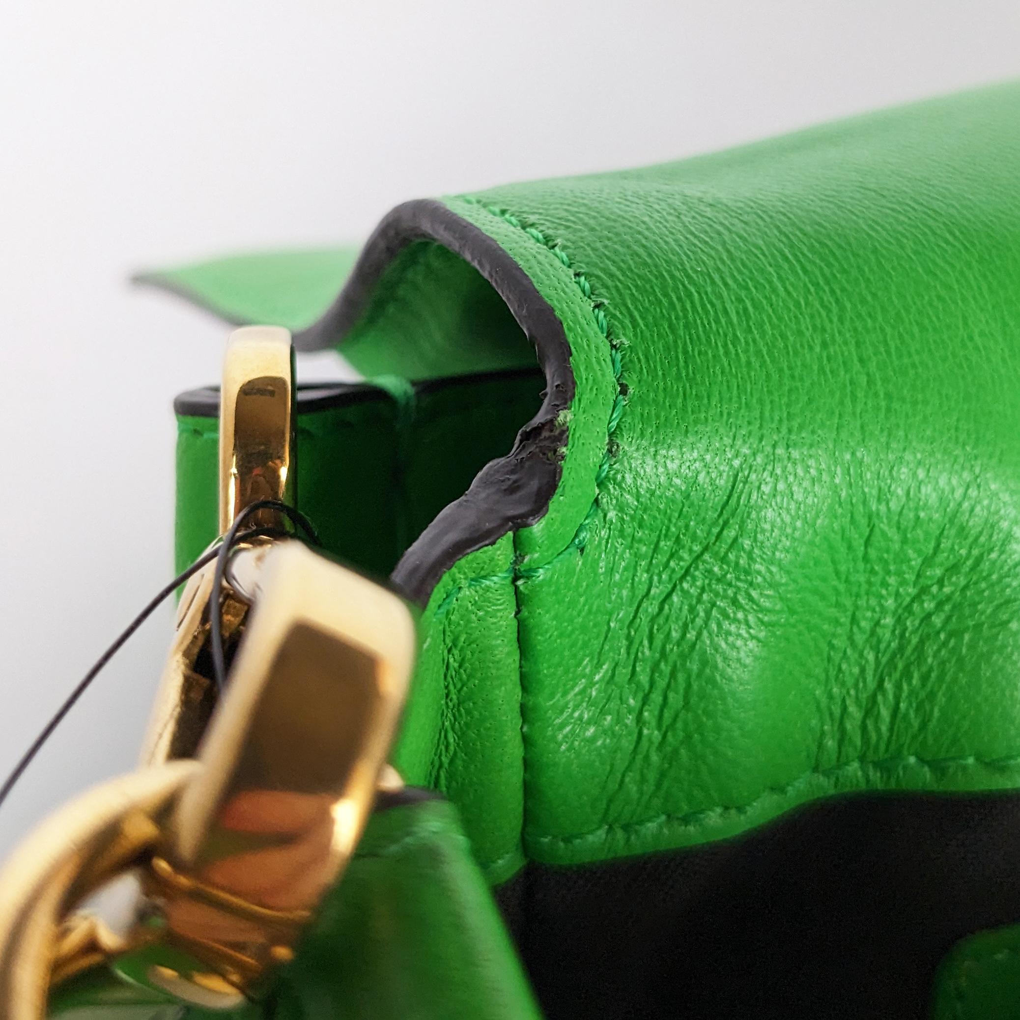 Fendi Nappa FF 1974 Embossed Baguette Green In Good Condition In Denver, CO