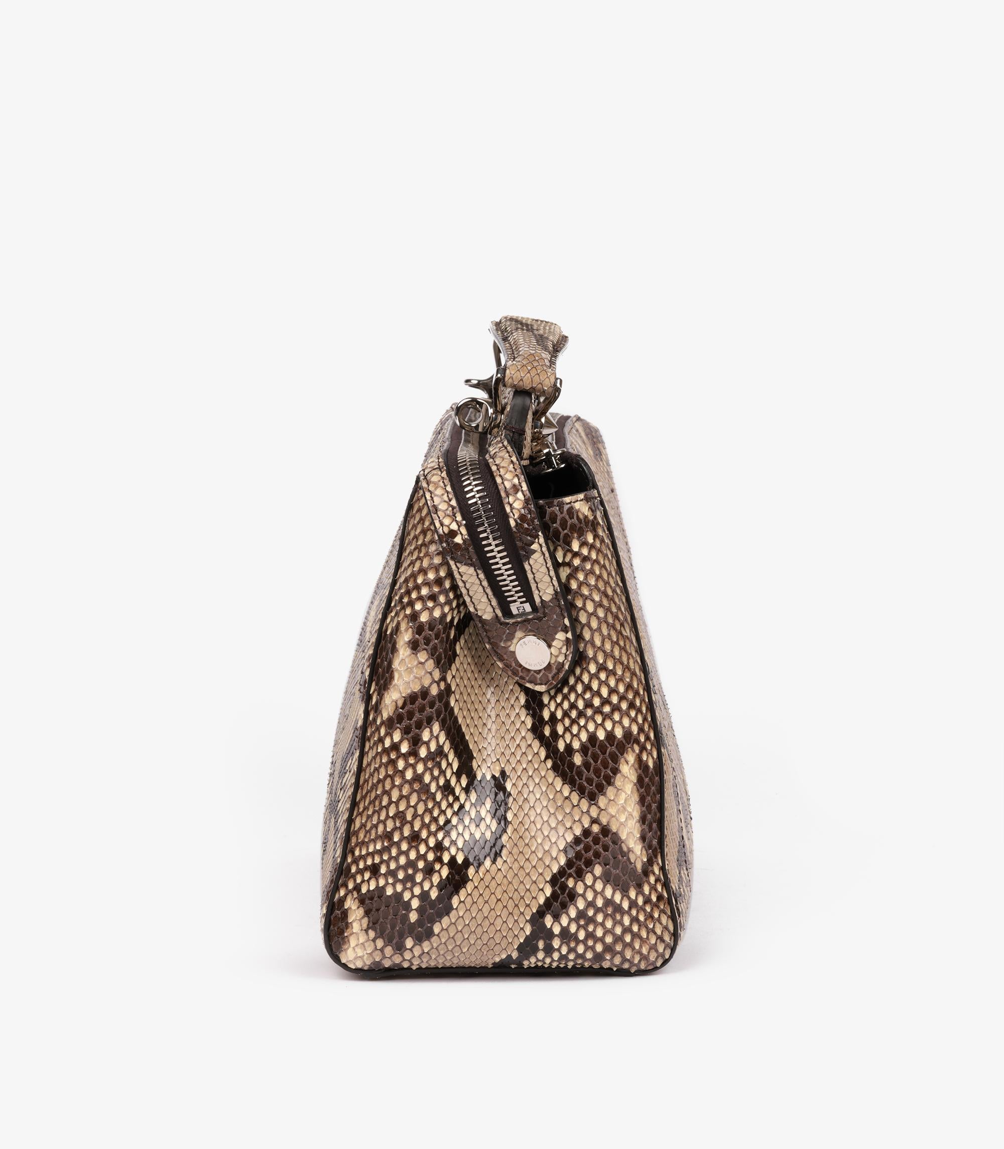 Marrone Fendi in pelle di pitone naturale Dotcom in vendita