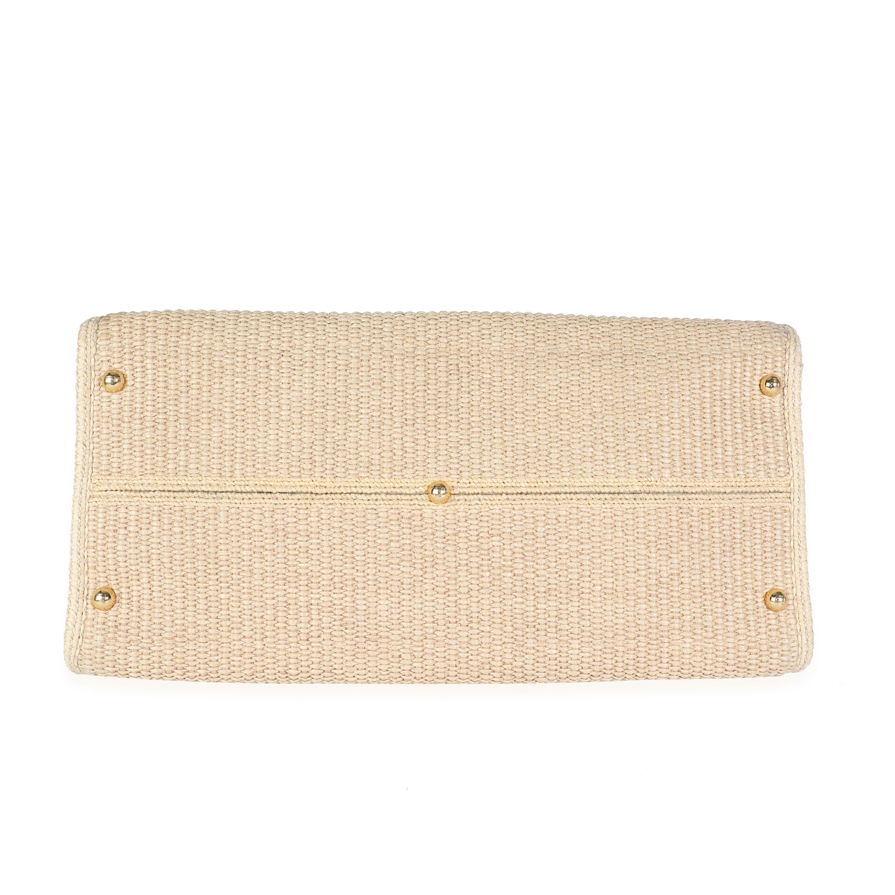 Women's or Men's Fendi Natural Woven Straw Medium Sunshine Shopper Tote
