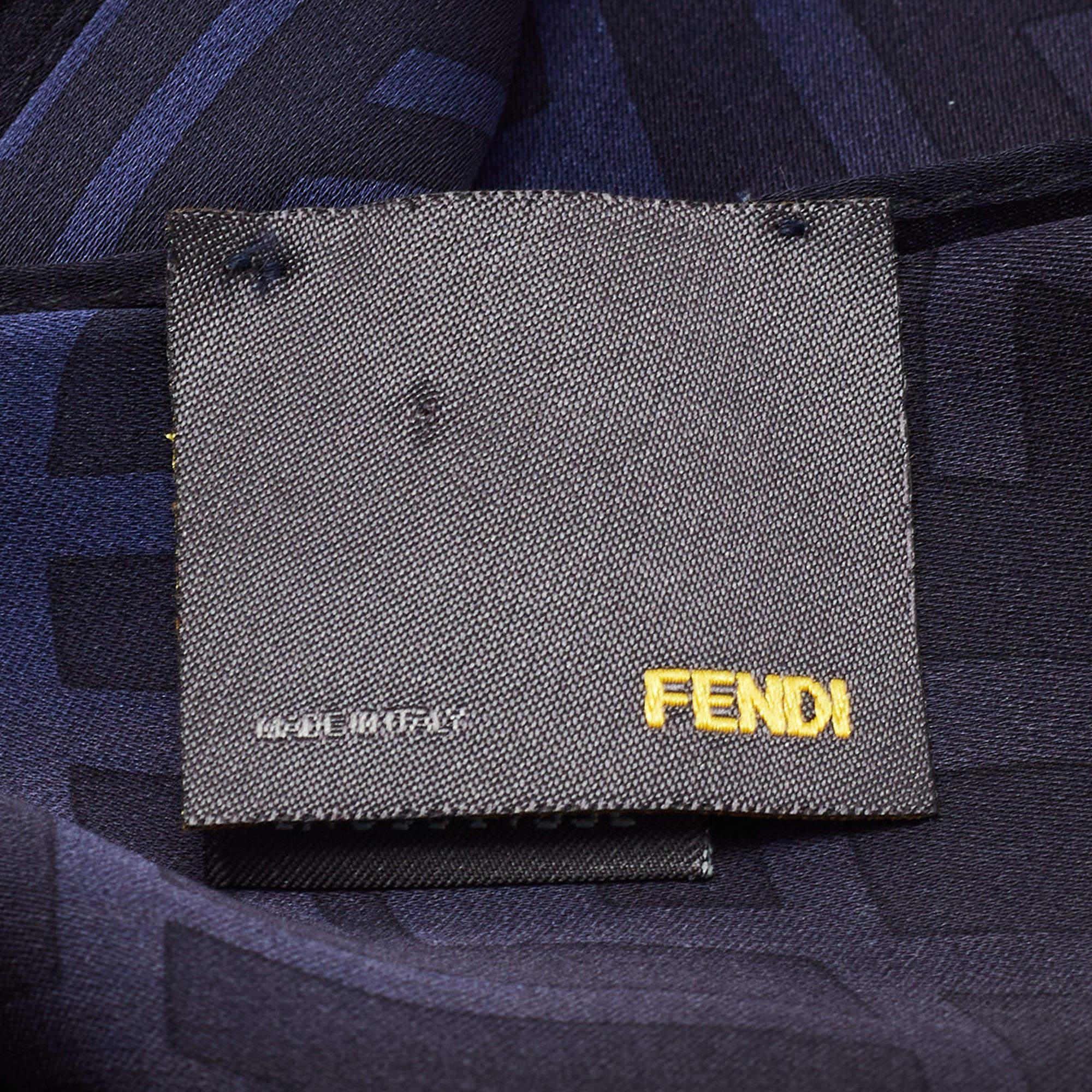 Women's Fendi Navy Blue/Black Zucca Silk Chiffon Scarf