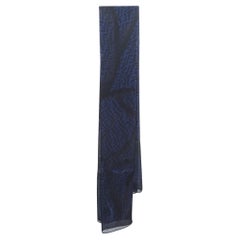 Fendi Navy Blue/Black Zucca Silk Chiffon Scarf
