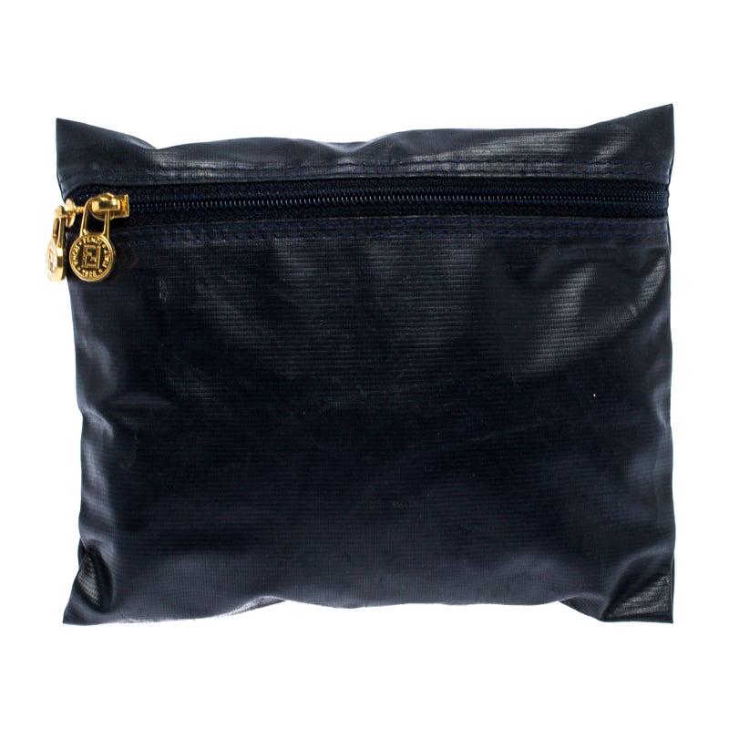 Fendi Navy Blue Coated Fabric Small Zip Pouch
