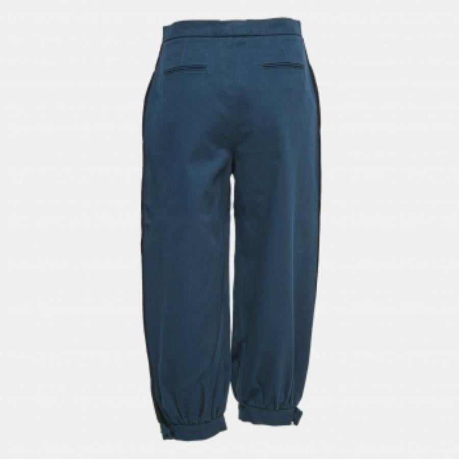 Fendi Pantalones con pernera globo de algodón azul marino M Negro en venta