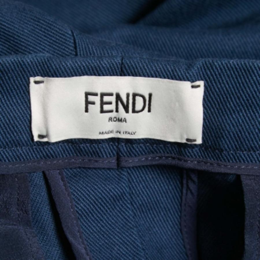 Fendi Pantalones con pernera globo de algodón azul marino M en Bueno estado para la venta en Dubai, Al Qouz 2