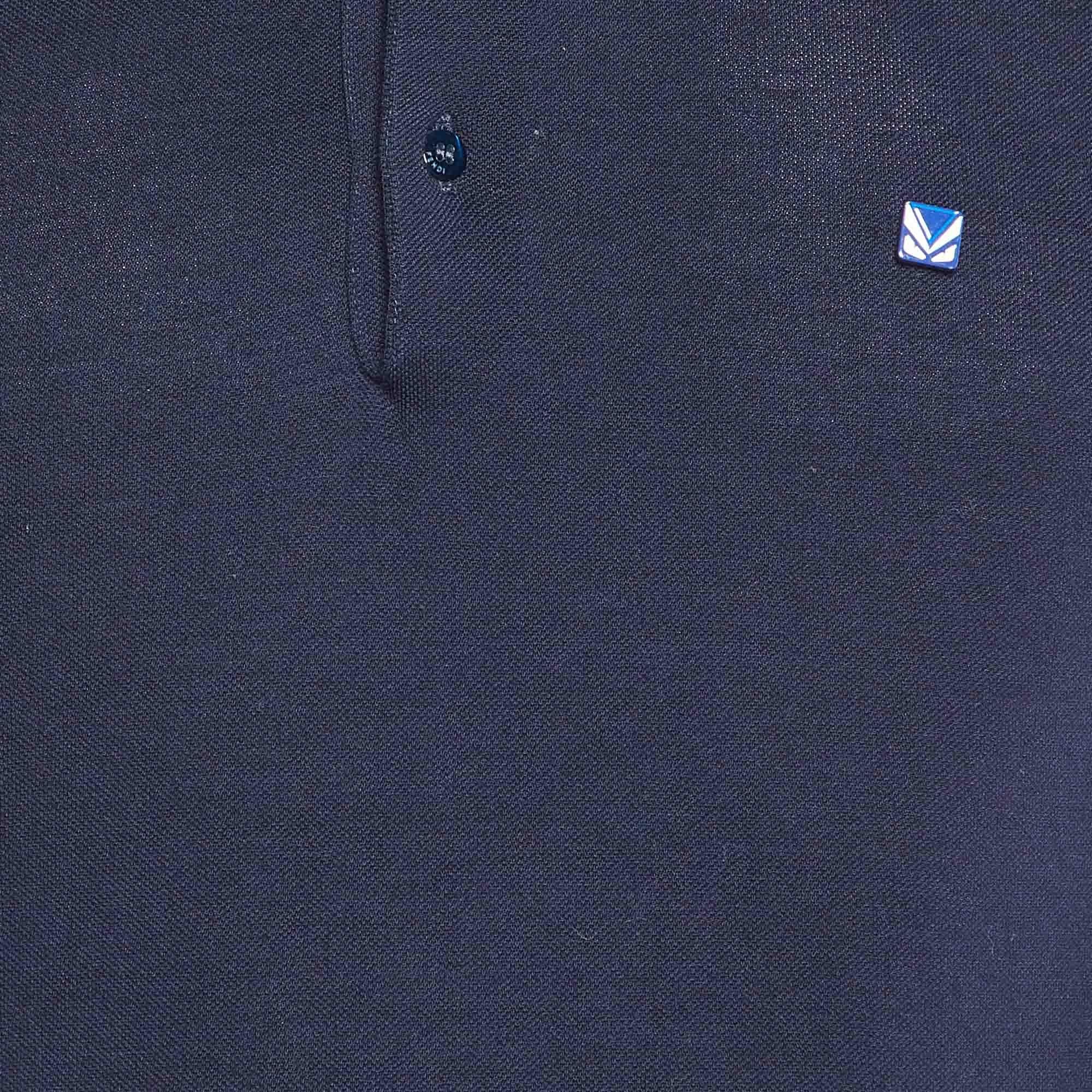Fendi Polo de punto de piqué de algodón azul marino S Negro