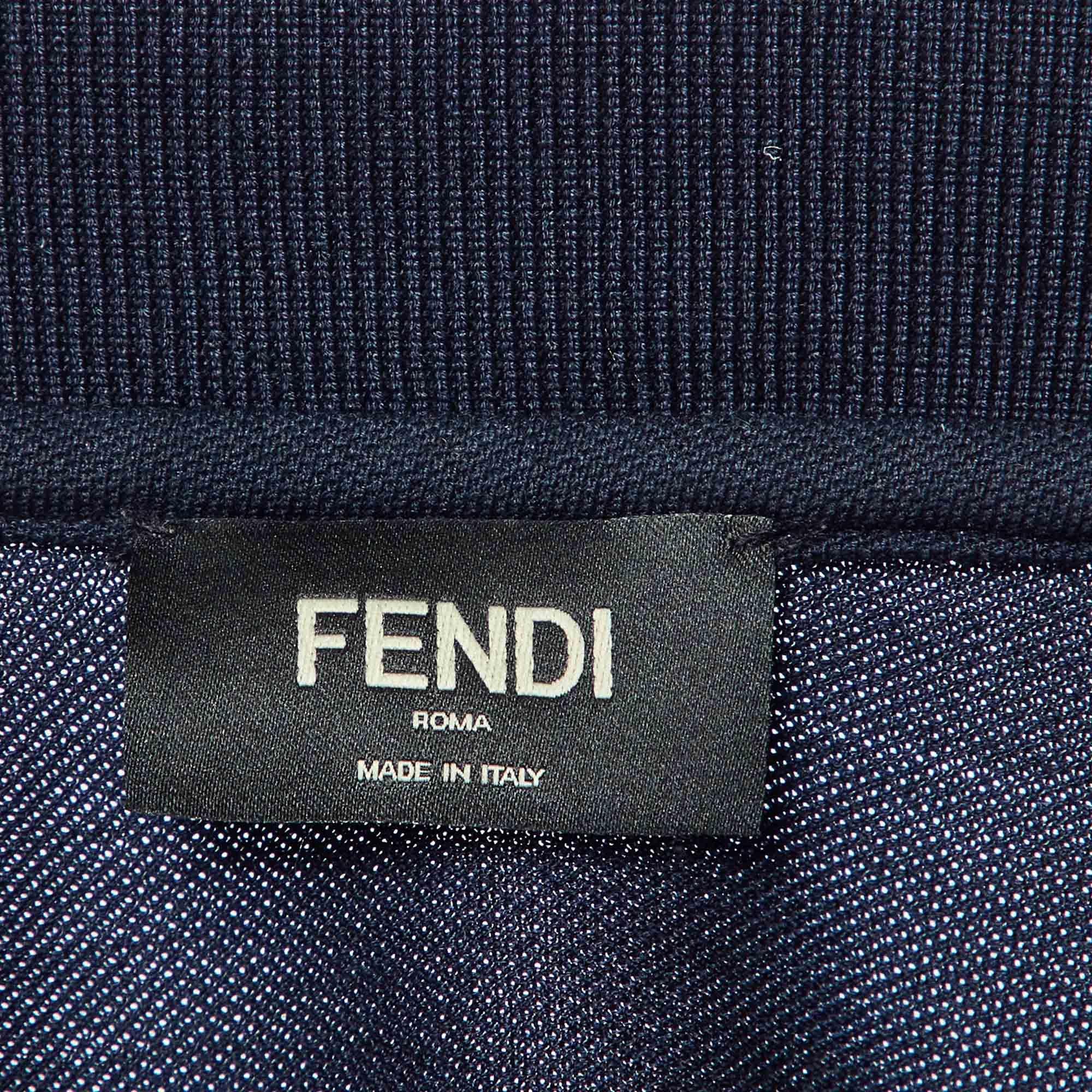 Fendi Polo de punto de piqué de algodón azul marino S en Bueno Estado en Dubai, Al Qouz 2