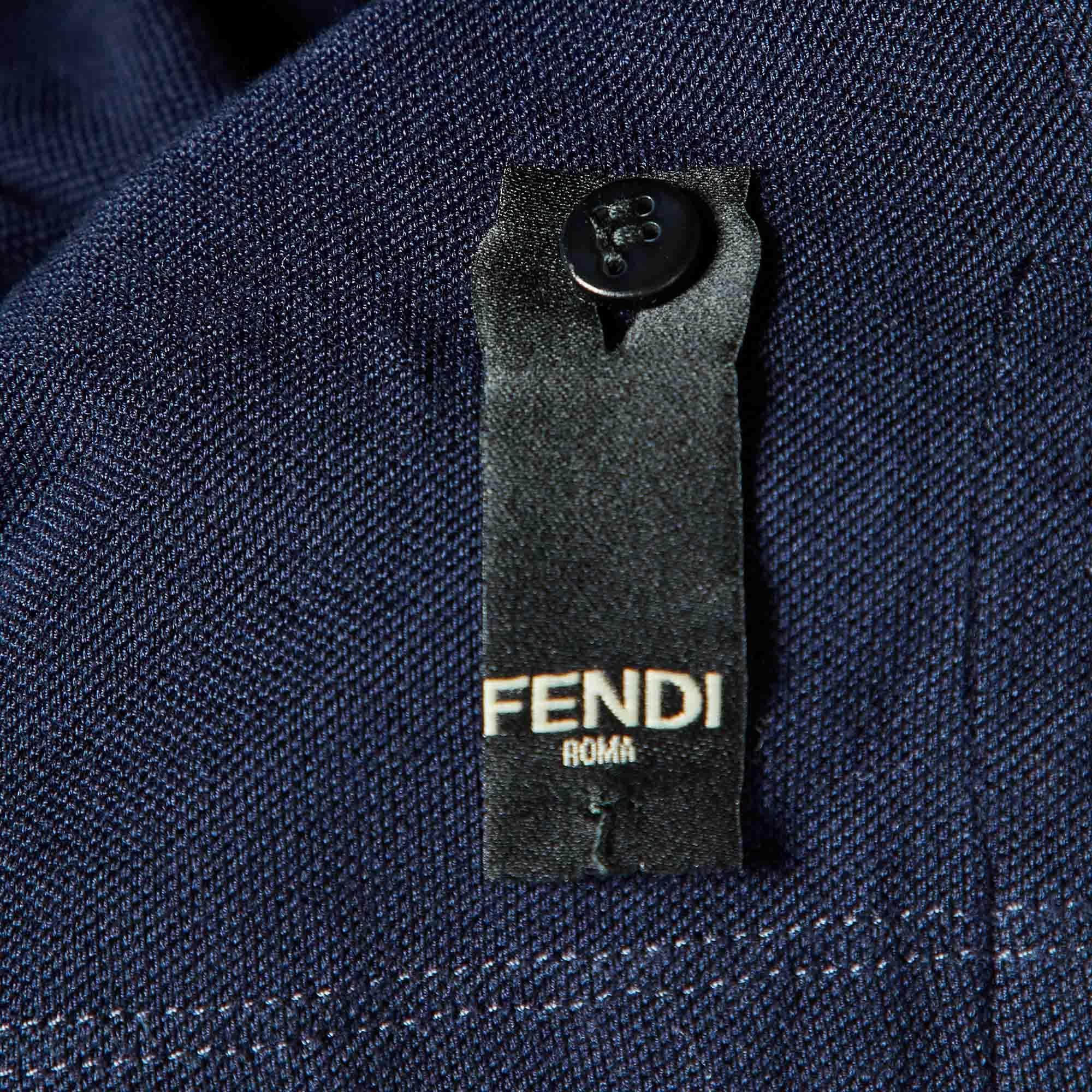 De los hombres Fendi Polo de punto de piqué de algodón azul marino S
