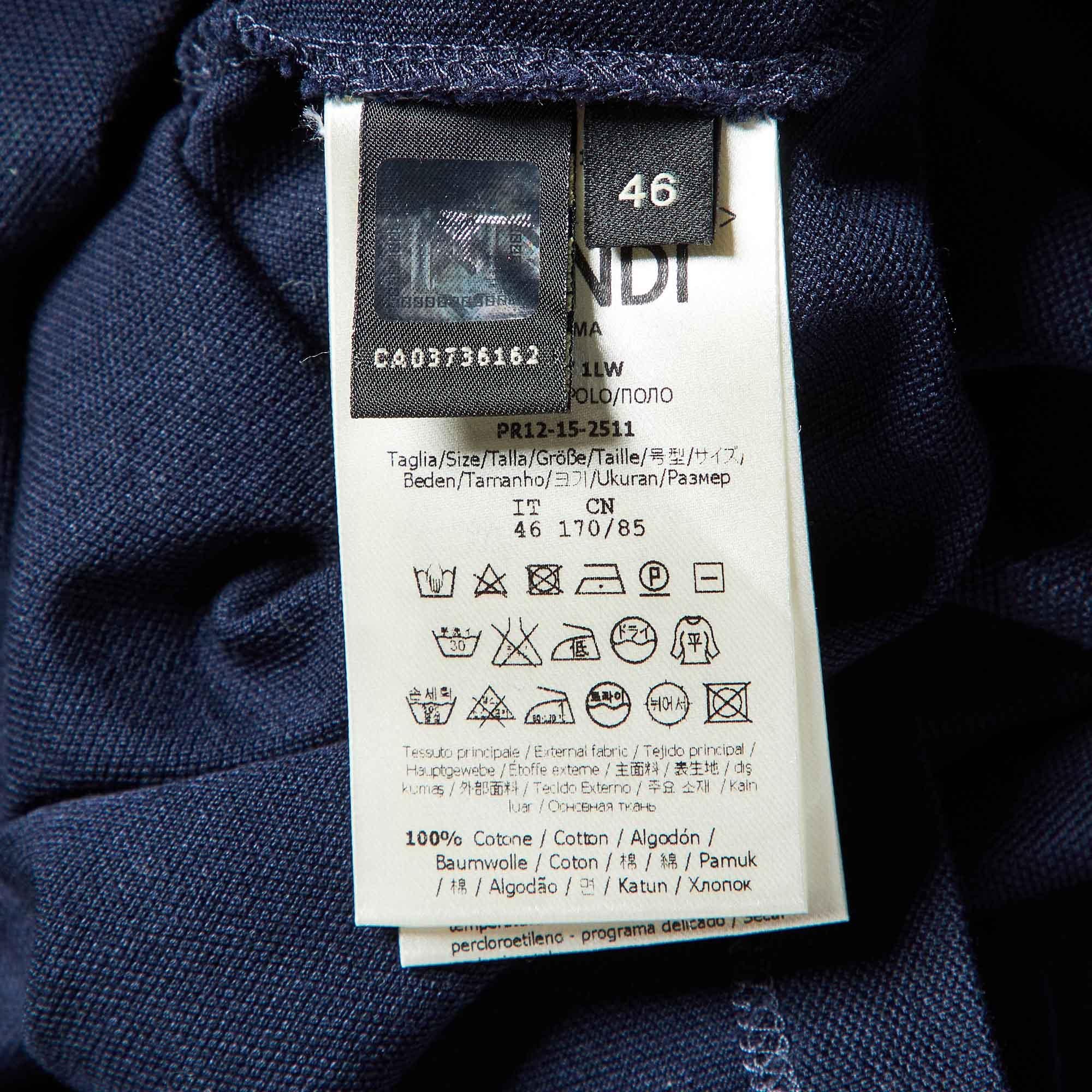 Fendi Polo de punto de piqué de algodón azul marino S 1