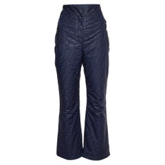 Fendi Navy Blue FF Logo Pattern Nylon Ski Trousers M