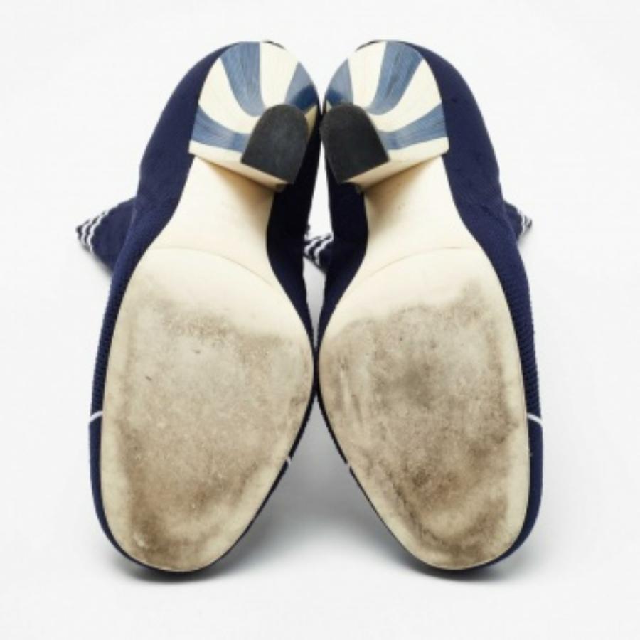 Bottes Rockoko en tissu tricoté bleu marine de Fendi Taille 40 en vente 1