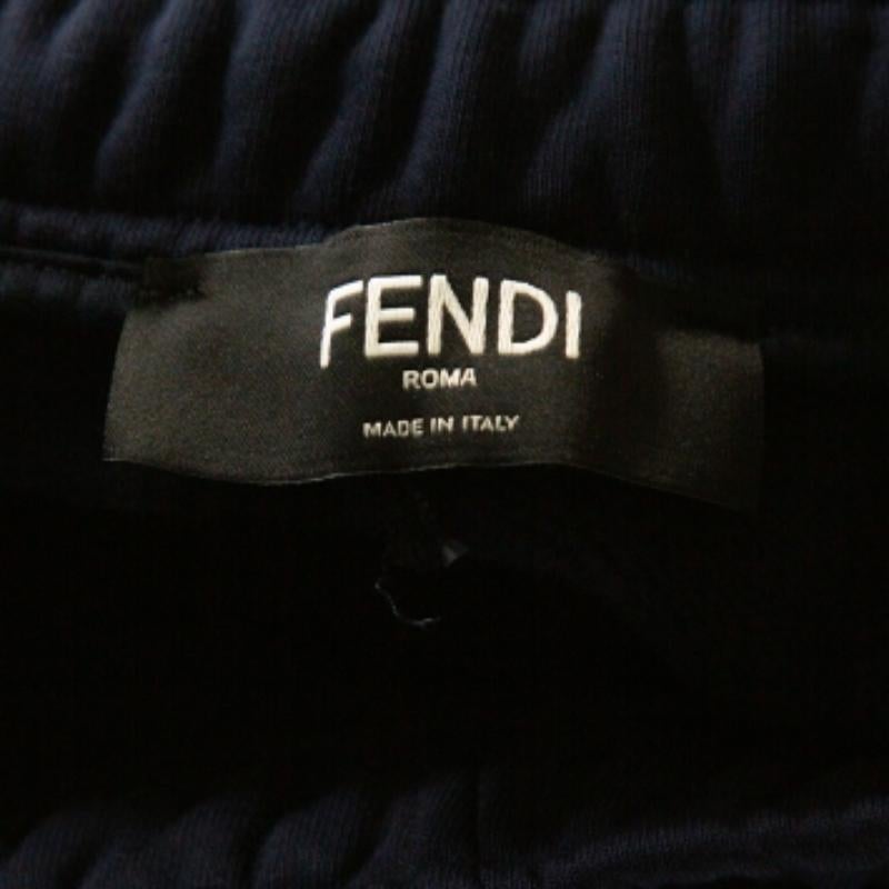 Fendi Marineblaue Strick-Turnhose mit Monsterauge-Manschettenknöpfen-Details L Herren im Angebot