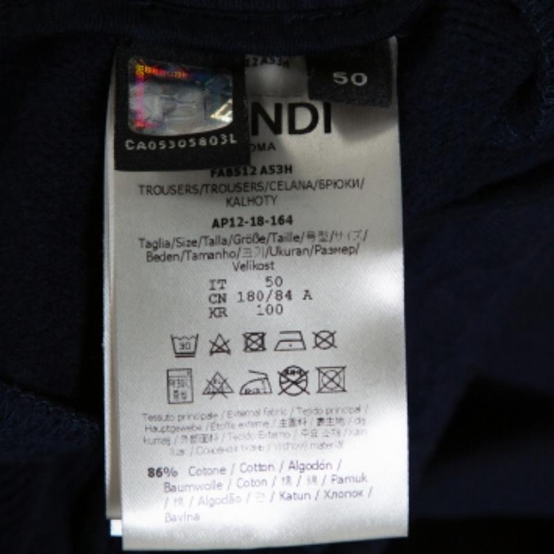 Fendi Marineblaue Strick-Turnhose mit Monsterauge-Manschettenknöpfen-Details L im Angebot 1