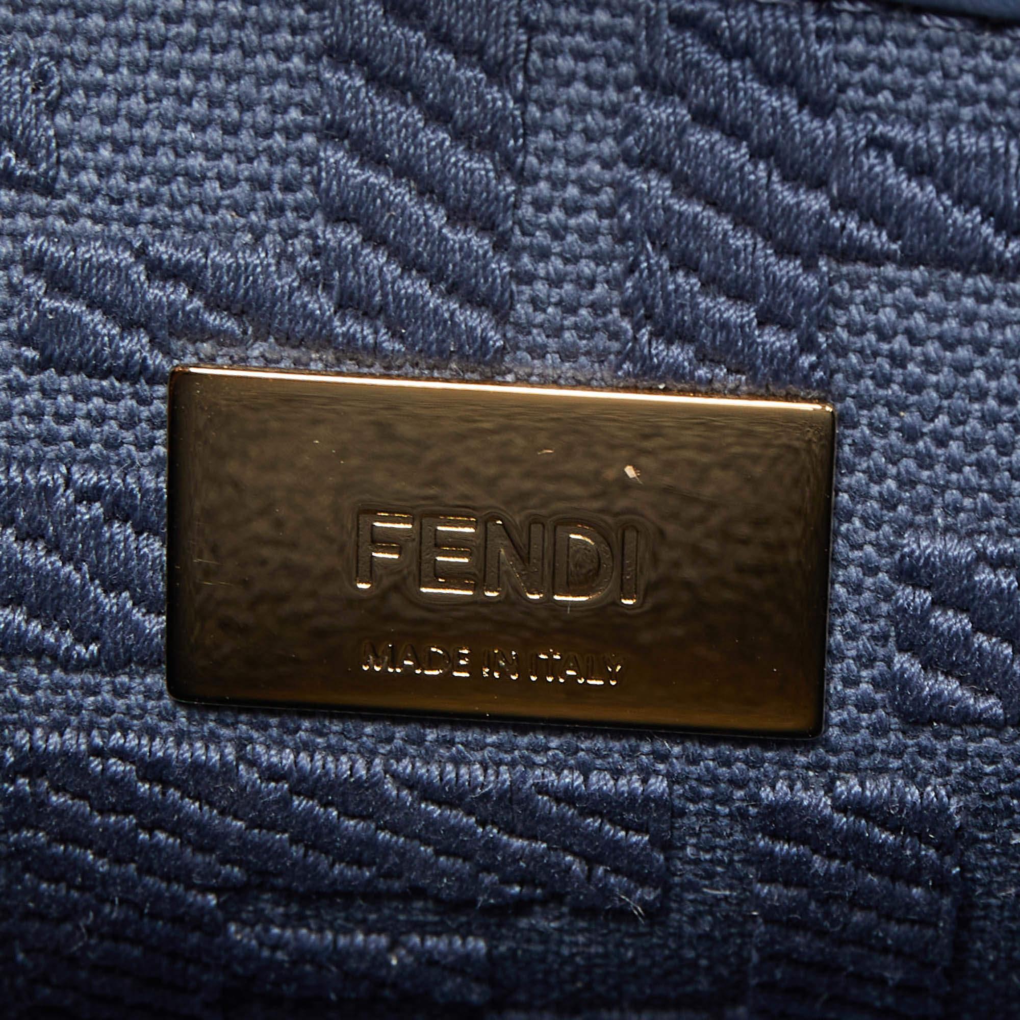 Fendi Navy Blue Leather Mini Peekaboo Top Handle Bag 7