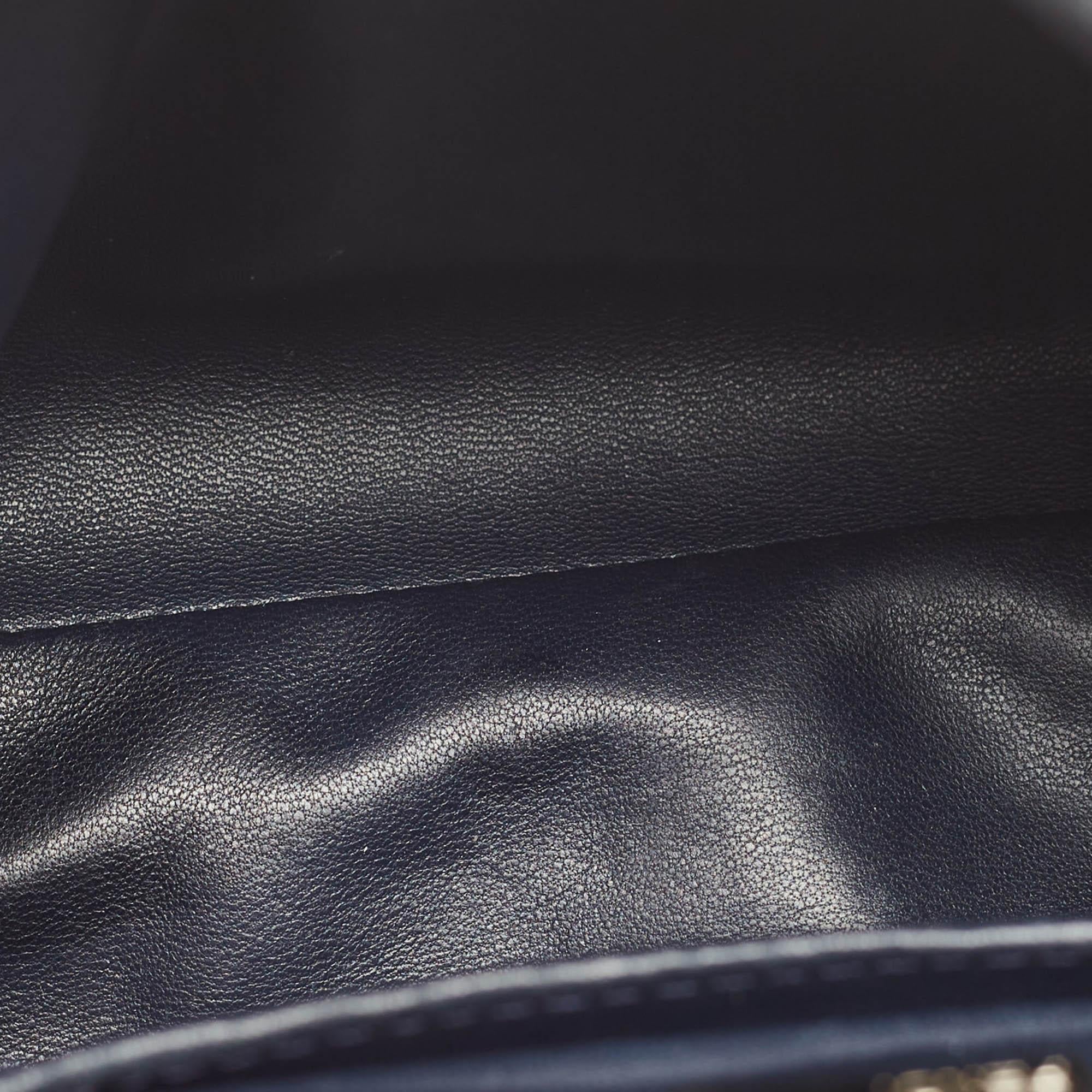 Fendi Navy Blue Leather Mini Peekaboo Top Handle Bag 6
