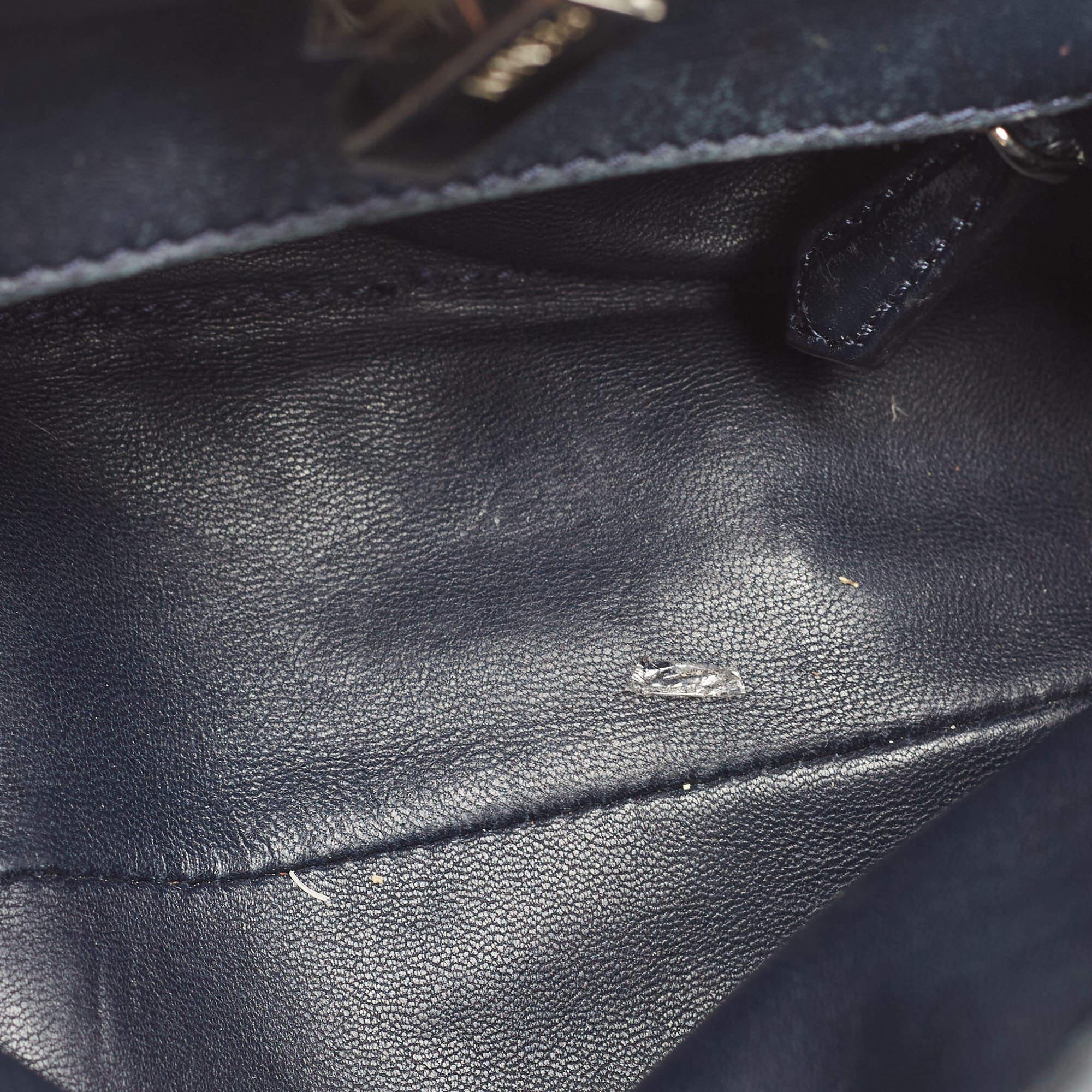 Fendi Navy Blue Leather Mini Peekaboo Top Handle Bag 7
