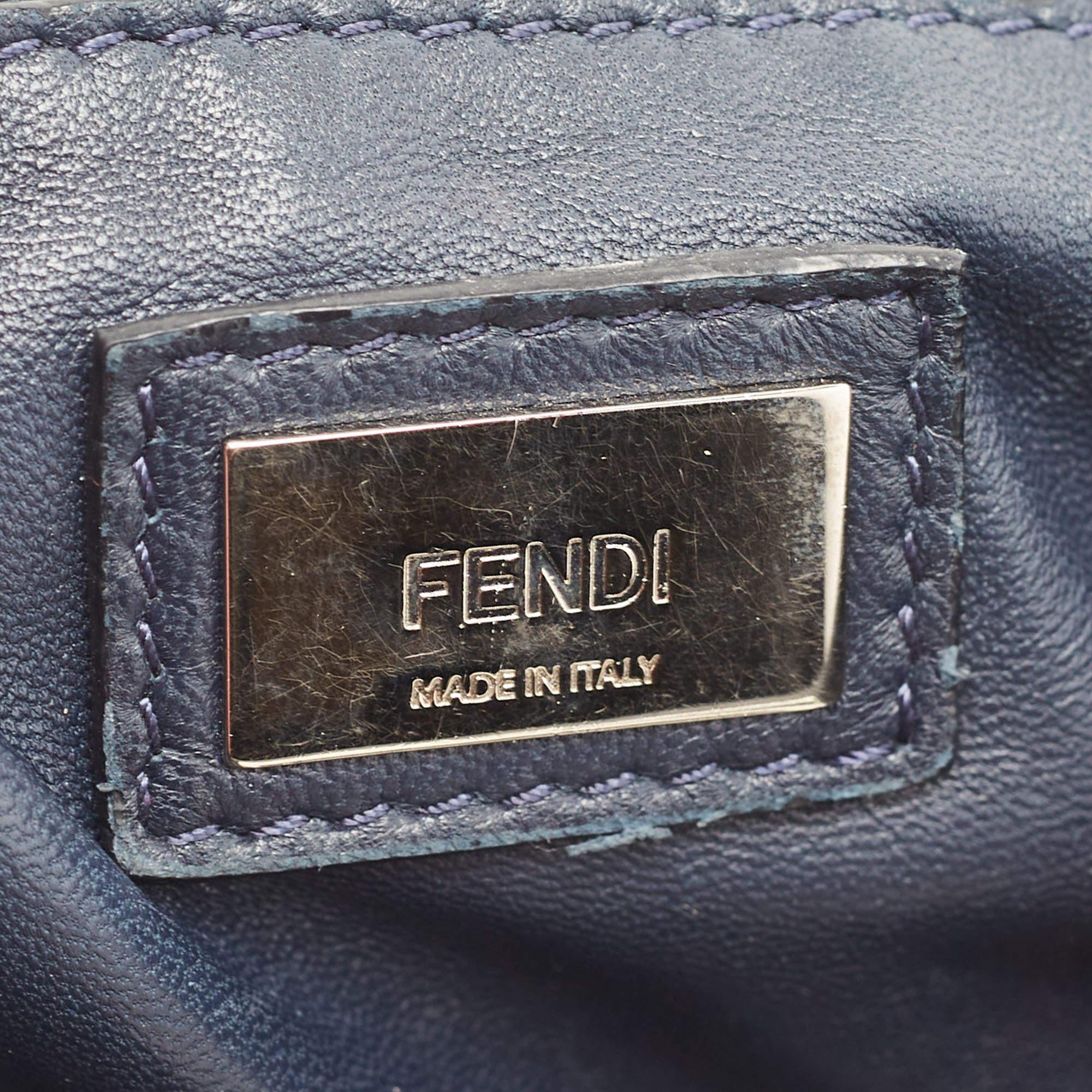 Fendi Navy Blue Leather Mini Peekaboo Top Handle Bag 8